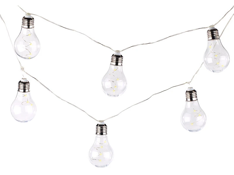 Lunartec Solar Lichterkette Retro:Solar-LED-Lichterkette Im Glühbirnen-Look, 12 Birnen, Warmweiß, 8,5 M – Bild 6