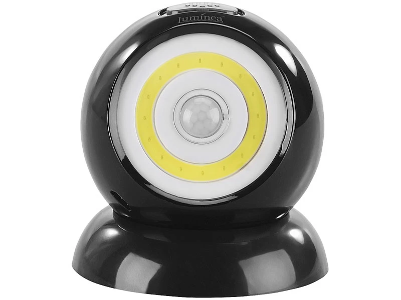 Lunartec Kabellose Lampen:2er-Set Ultrahelle COB-LED-Akku-Leuchten, PIR Sensor, 200 Lm, Schwarz – Bild 6