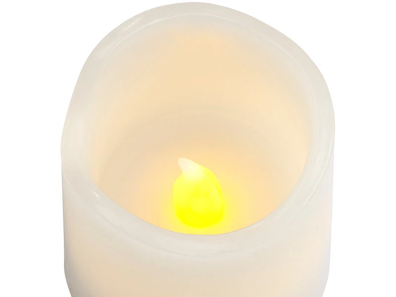 PEARL LED Kerzen Mit Batterie:3er-Set LED-Kerzen, Echtwachs-Mantel, Flacker-Flamme, Batteriebetrieb – Bild 3
