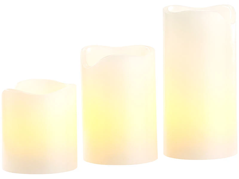 PEARL Echtwachskerzen:9er-Set LED-Kerzen Mit Echtwachs-Mantel Und Flacker-Flamme – Bild 3