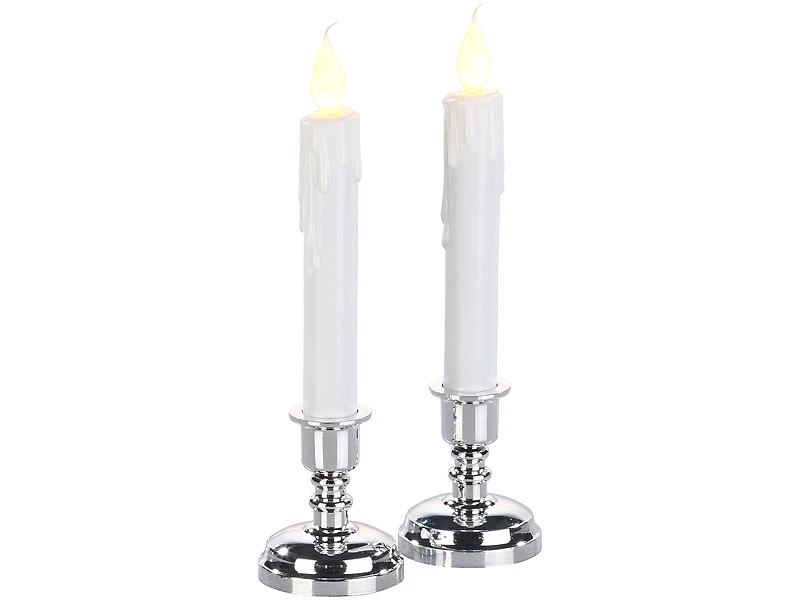 Britesta Helloween Kerzen:8er-Set LED-Stabkerzen Mit Silbernem KerzenstĂ€nder, Flackernde Flamme â Bild 4