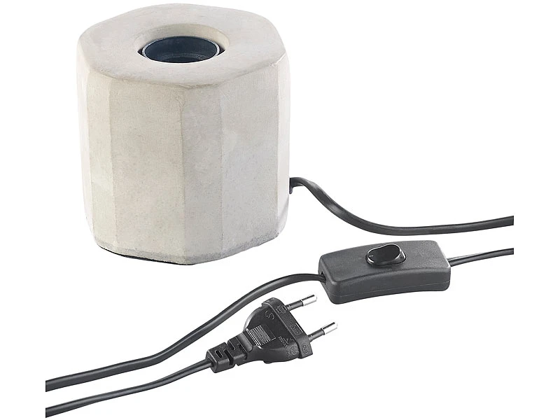 Lunartec Betonleuchte:Dekorative Beton-Tischleuchte Für E27-Lampen, Bis 40 Watt, Grau – Bild 2