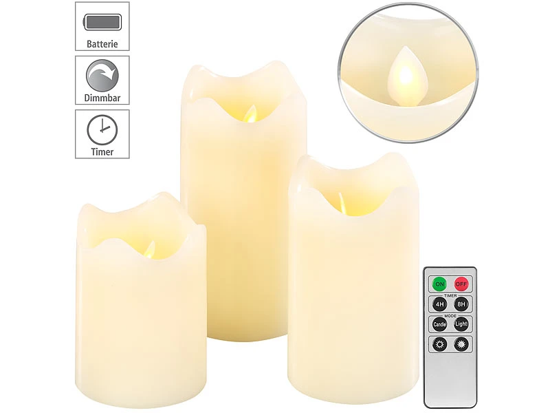 Britesta LED Kerze Timer:12er-Set Dimmbare LED-Echtwachskerzen, Bewegliche Flamme, Fernbedien. – Bild 13