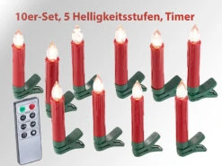 Lunartec LED Weihnachtsbaumkerzen:10er-Set LED-Weihnachtsbaum-Kerzen Mit IR-Fernbedienung, Rot
