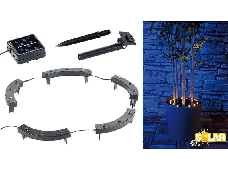 Lunartec Pflanzenstrahler Solar:Solar-Rundum-Licht Für Pflanzen, 15 LEDs, Dämmerungssensor, IP44 – Bild 2