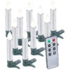 Lunartec LED Stabkerzen:10er-Set LED-Weihnachtsbaum-Kerzen Mit Fernbedienung Und Timer, Silber
