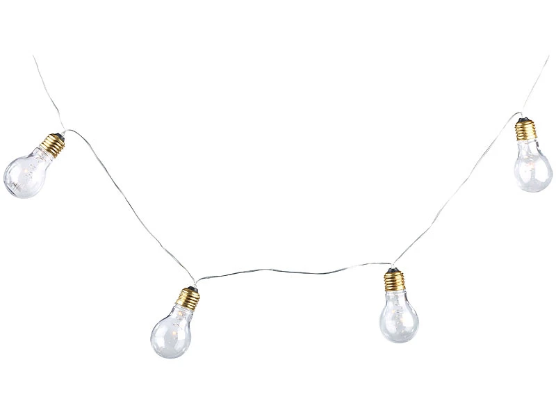 Lunartec Glühbirne Mit Batterie:Party- & Deko-Lichterkette, 5 LED-Glühbirnen, Batteriebetrieb, 150 Cm – Bild 5