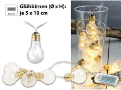 Lunartec Glühbirne Mit Batterie:Party- & Deko-Lichterkette, 5 LED-Glühbirnen, Batteriebetrieb, 150 Cm