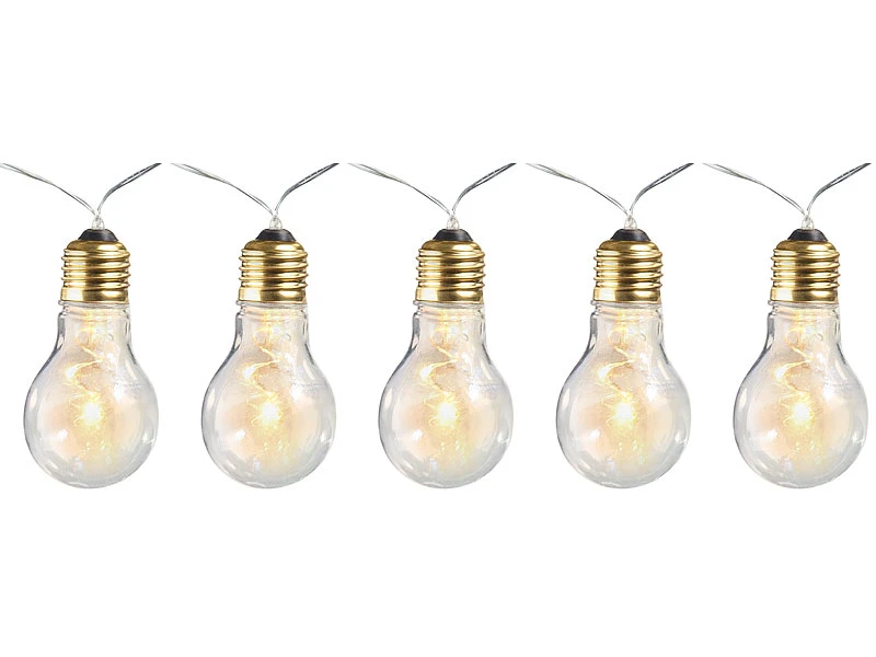 Lunartec Glühbirne Mit Batterie:Party- & Deko-Lichterkette, 5 LED-Glühbirnen, Batteriebetrieb, 150 Cm – Bild 3