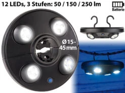 Luminea Schirmbeleuchtung LED:LED-Schirmleuchte LSL-250 Mit 4 Dreh- Und Dimmbaren Spots, 250 Lumen