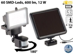 Luminea Wandfluter Aussen:Solar-LED-Wand-Fluter Für Außen, Mit Bewegungssensor, 600 Lumen, IP44