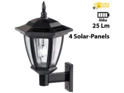 Luminea Solar Wandleuchte:Nostalgische Solar-LED-Wand-Leuchte Für Außen, Weißes Licht, 25 Lumen