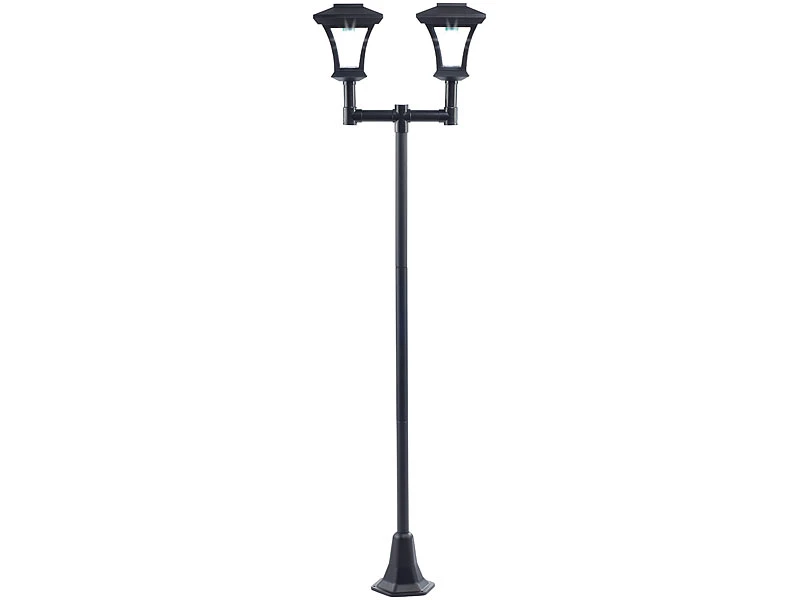 Royal Gardineer Solar LED Laterne:2-flammige Solar-LED-Gartenlaterne, SWL-25, 0,36 W, 24 Lm, 185 Cm Hoch – Bild 3