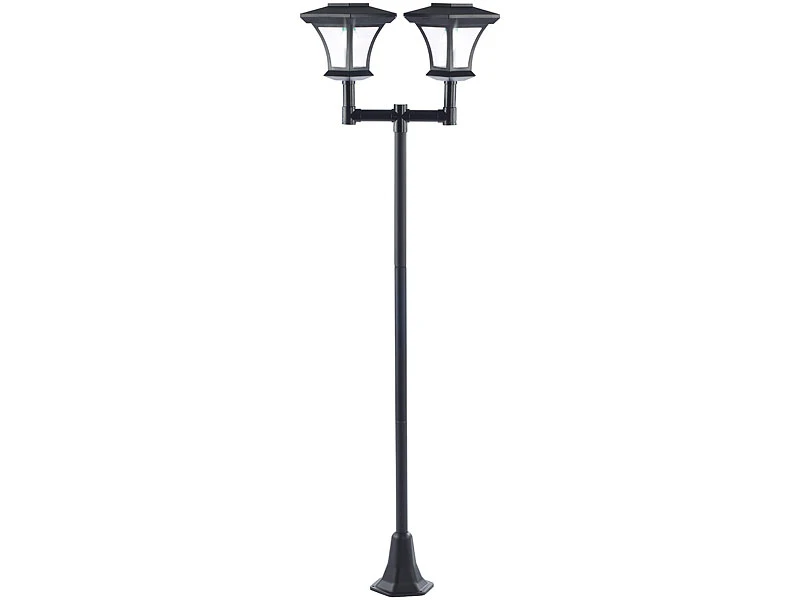Royal Gardineer Solar LED Laterne:2-flammige Solar-LED-Gartenlaterne, SWL-25, 0,36 W, 24 Lm, 185 Cm Hoch – Bild 4