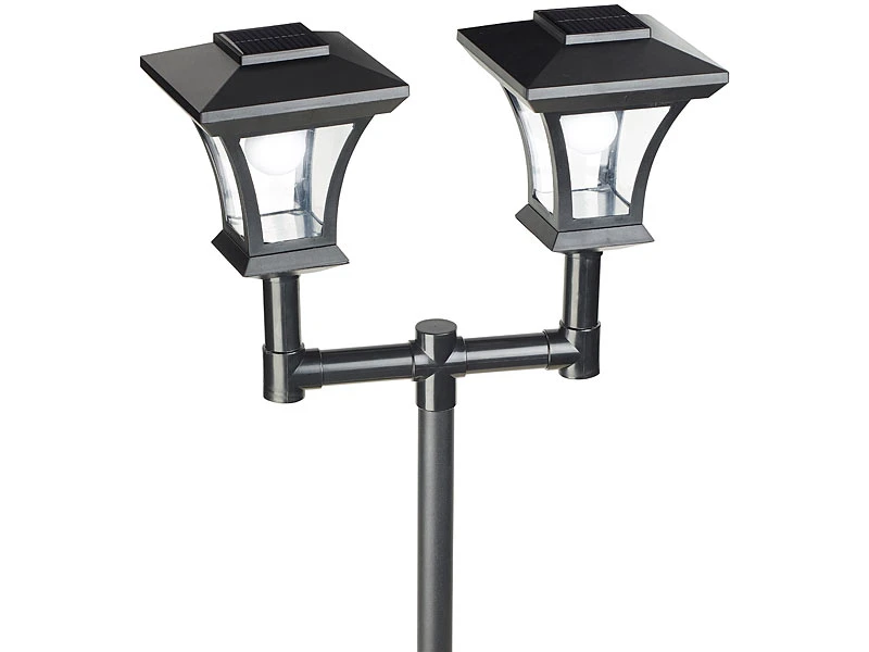 Royal Gardineer Solar LED Laterne:2-flammige Solar-LED-Gartenlaterne, SWL-25, 0,36 W, 24 Lm, 185 Cm Hoch – Bild 5