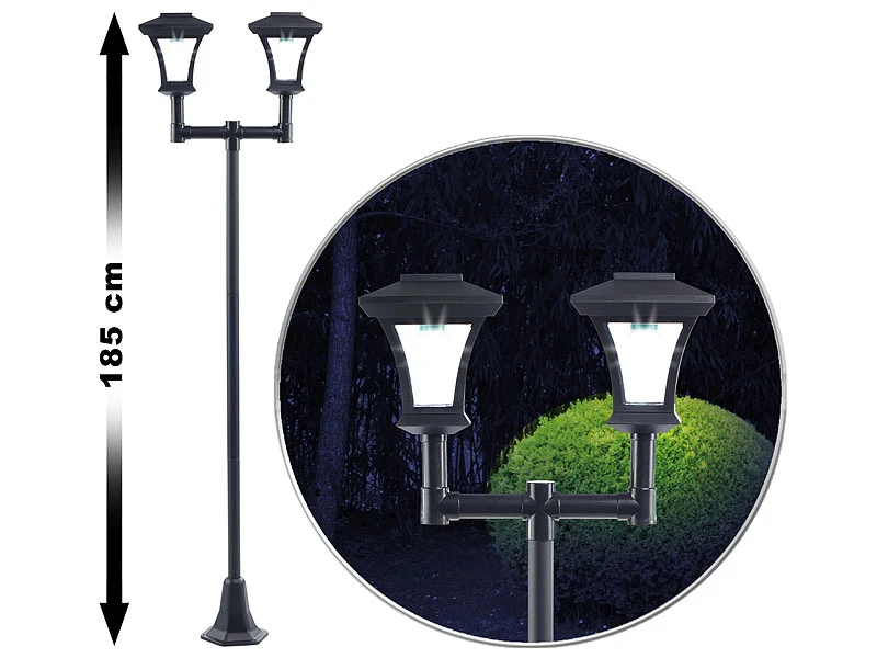 Royal Gardineer Garten LED Solarlampen:2er-Set 2-flammige Solar-LED-Gartenlaternen, SWL-25, 0,36 W, 24 Lm – Bild 7