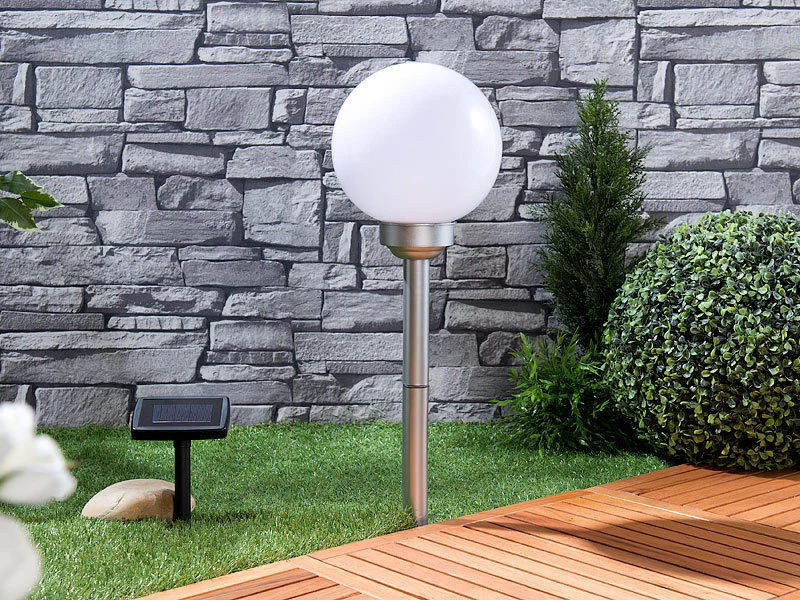Lunartec Kugelleuchten:4er-Set Solar-LED-Leuchtkugeln, Rotierender Effekt, Erdspieß, Ø 20 Cm – Bild 5