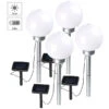 Lunartec Kugelleuchten:4er-Set Solar-LED-Leuchtkugeln, Rotierender Effekt, Erdspieß, Ø 20 Cm