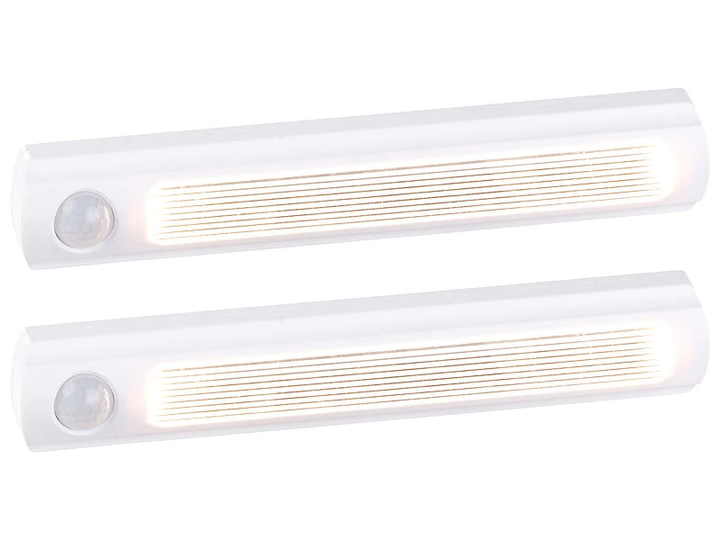 Luminea LED Schrankbeleuchtung:2er-Set LED-Schrankleuchte, PIR- & Lichtsensor, 0,6 W, 25 Lm, 6000 K – Bild 3