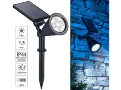 Luminea LED Gartenstrahler Solar:Solar-LED-Spot Mit Erdspieß Für Garten & Co, 200 Lumen, 1,5 Watt, IP44