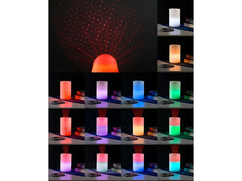 Lunartec LED Projektorkerze:Echtwachskerze Mit Farbwechsel-LED Und Laser-Projektor, Fernbedienung – Bild 4
