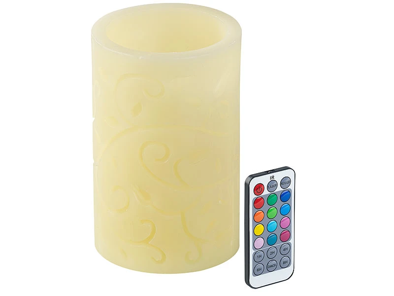 Lunartec LED Projektorkerze:Echtwachskerze Mit Farbwechsel-LED Und Laser-Projektor, Fernbedienung – Bild 3