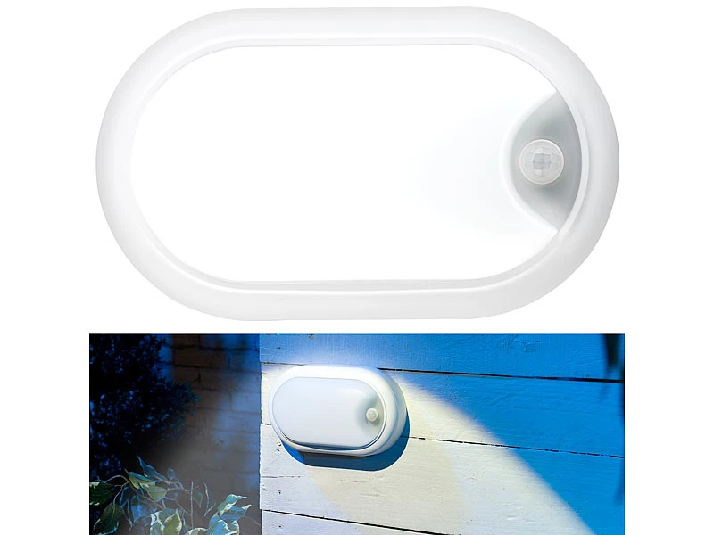Luminea LED Kellerleuchte:LED-Feuchtraumleuchte, Bewegungssensor, 1.050 Lm, 15 W, IP44, IK08