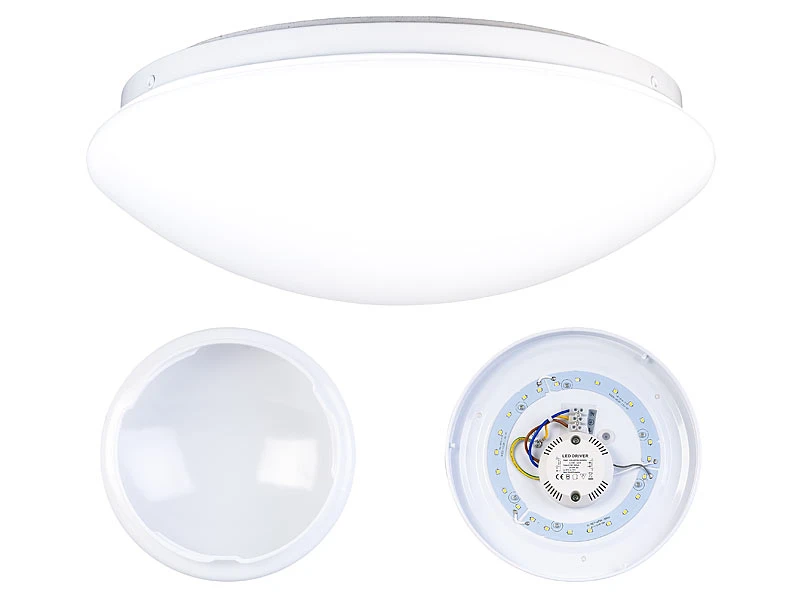 Luminea Badlampe:LED-Wand- & Deckenleuchte Mit 720 Lm, Ø 26 Cm, 12 W, Tageslichtweiß