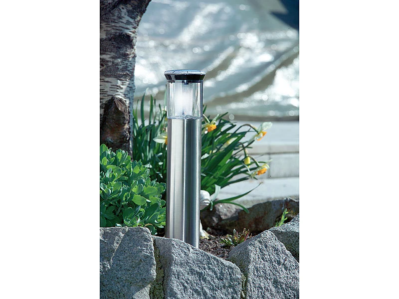 Lunartec LED Wegeleuchten Set:Edelstahl Solar Wegeleuchte "Leuchtturm", Mit Lichtsensor, 4er-Set – Bild 2