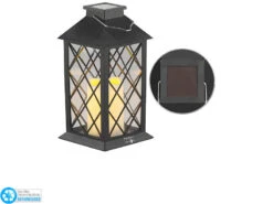 Lunartec Solar-Laterne Mit Deko-Kerze Und Flammen-Effekt-LED, Versandrückläufer