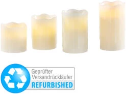 Britesta LED-Kerzen Aus Wachs:4 Flackernde LED-Echtwachskerzen, Höhe Abgestuft (Versandrückläufer)