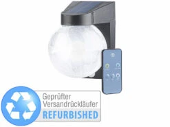 Luminea Wandbeleuchtung Solar:Solar-LED-Wandleuchte Im Crackle-Glas-Design, Versandrückläufer