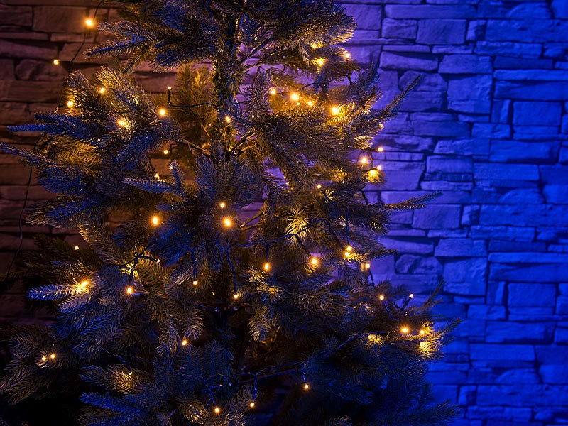 Lunartec Lichterkette Außen:Solar-Lichterkette, 200 Warmweiße LEDs, 8 Modi, 22 M, Dämmerungssensor – Bild 4