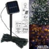 Lunartec Lichterkette Außen:Solar-Lichterkette, 200 Warmweiße LEDs, 8 Modi, 22 M, Dämmerungssensor