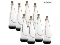 Lunartec Solarlampe Flasche:Solar-LED-Lampe "Flaschenpost", Weiß, 8er-Set