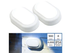 Luminea Garagen-Lampen:2er-Set Stoßfeste LED-Feuchtraumleuchten, 900 Lm, 8 W, 4000 K, IK08