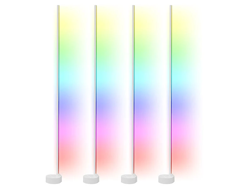 Luminea Home Control Eck Stehlampe:4er-Set WLAN-Steh-/Eck-Leuchten Mit RGB-CCT-IC-LEDs, 12W, Dimmbar, App – Bild 3