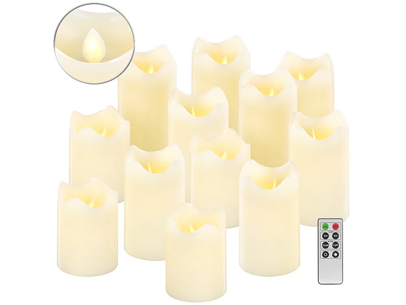 Britesta LED Kerze Timer:12er-Set Dimmbare LED-Echtwachskerzen, Bewegliche Flamme, Fernbedien. – Bild 2