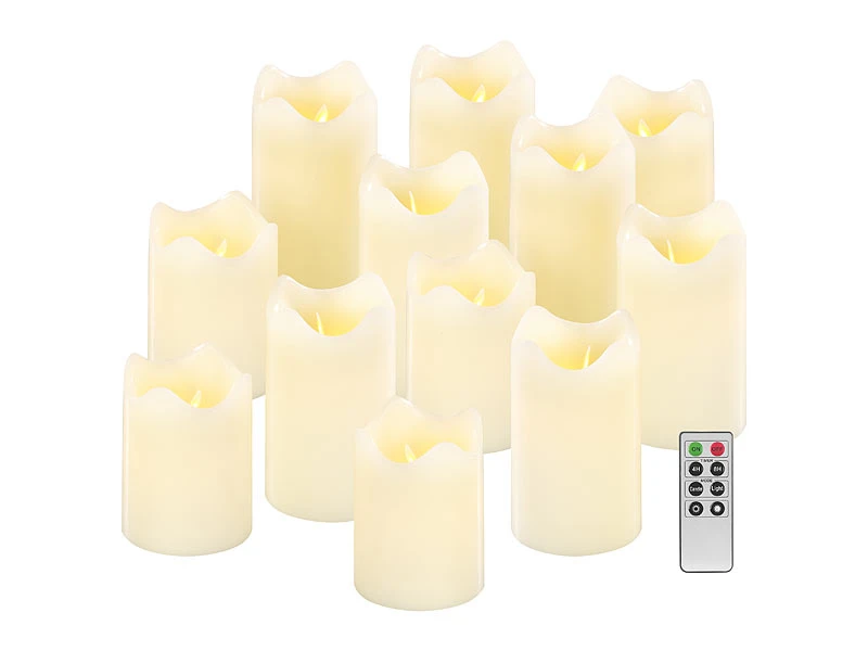 Britesta LED Kerze Timer:12er-Set Dimmbare LED-Echtwachskerzen, Bewegliche Flamme, Fernbedien. – Bild 3