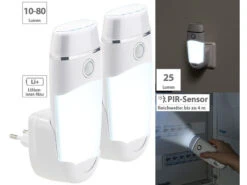 Lunartec Notlicht:2er-Set 4in1-Multifunktions-Leuchten & Nachtlicht Mit Akku