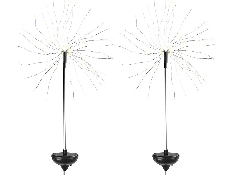 Lunartec Solar-LED-Gartenlampe:2er-Set Garten-Solar-Lichtdekos Mit Je 120 LEDs, Kupferdraht, IP44 – Bild 3