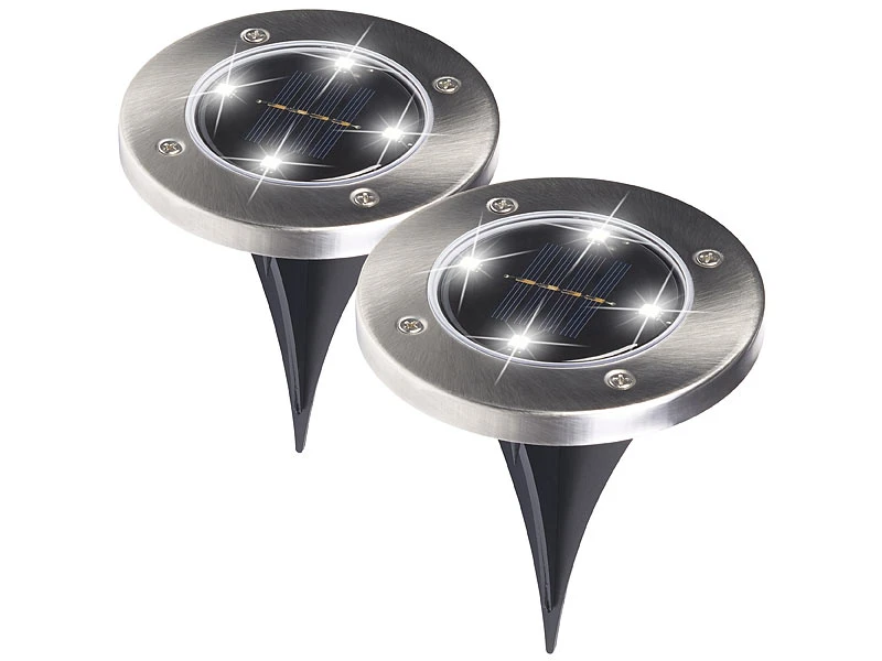 Lunartec Bodenleuchten:4er-Set Solar-Gartenstrahler Mit Erdspieß, 200 Lm, IP44 – Bild 10