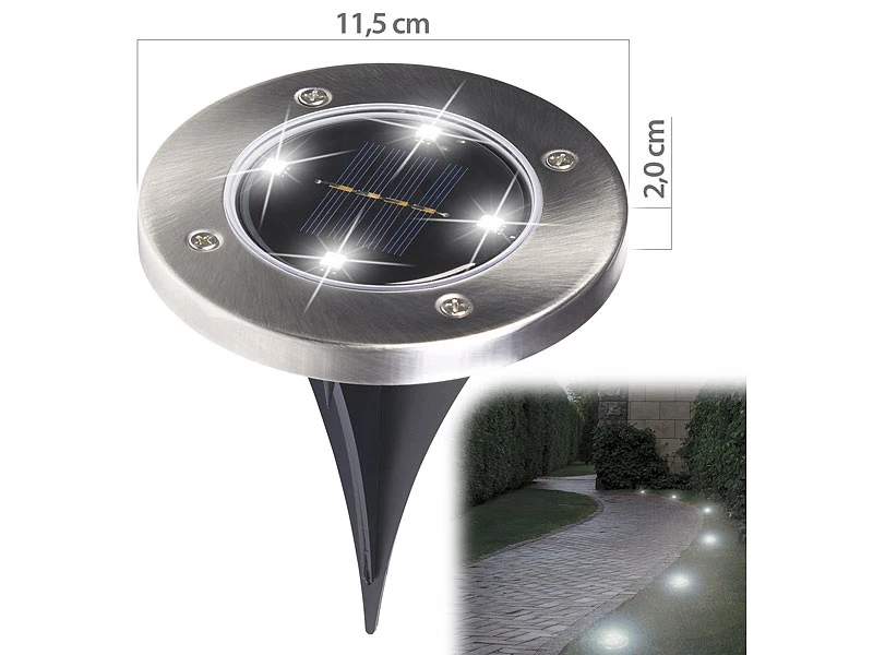 Lunartec Bodenleuchten:4er-Set Solar-Gartenstrahler Mit Erdspieß, 200 Lm, IP44 – Bild 3