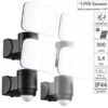 Luminea Sensor Leuchtmittel:4x Kabelloser LED-Außenstrahler Mit PIR-Bewegungsmelder, 300 Lm, IP44