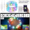 Luminea Home Control Lichterkette Mit Musik:RGB-LED-Lichterdraht Mit Musik-Steuerung, WLAN Und App, USB, 10 M