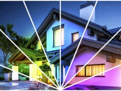 Luminea Home Control LED Strahler RGB:WLAN-Fluter, RGB-CCT-LEDs, App, Sprachsteuerung, 3.750 Lm, 50 W, IP65