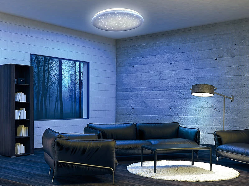 Luminea Home Control Deckenbeleuchtung:Smarte WLAN-Sternen-Deckenleuchte Mit CCT-LEDs, 36 W, 2500 Lm, Ø 48 Cm – Bild 4