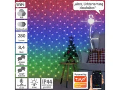Luminea Home Control Lichterkettenvorhang:Smarter WLAN-LED-Lichtervorhang Mit 180 RGB-IC-LEDs, App, IP44, 3x3 M