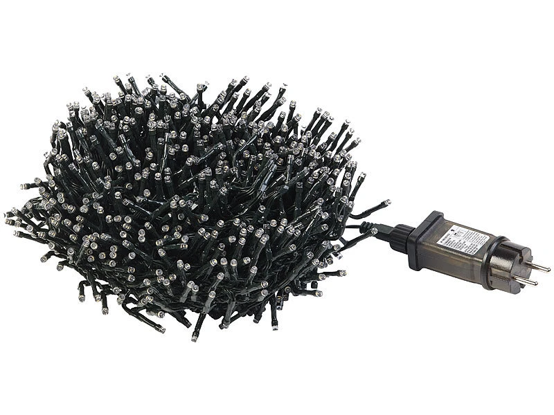 Lunartec Terrassen-Lichterkette:2er LED-Büschel-Lichterkette, 1.000 LEDs, 8 Modi, IP44, 10 M, Warmweiß – Bild 7