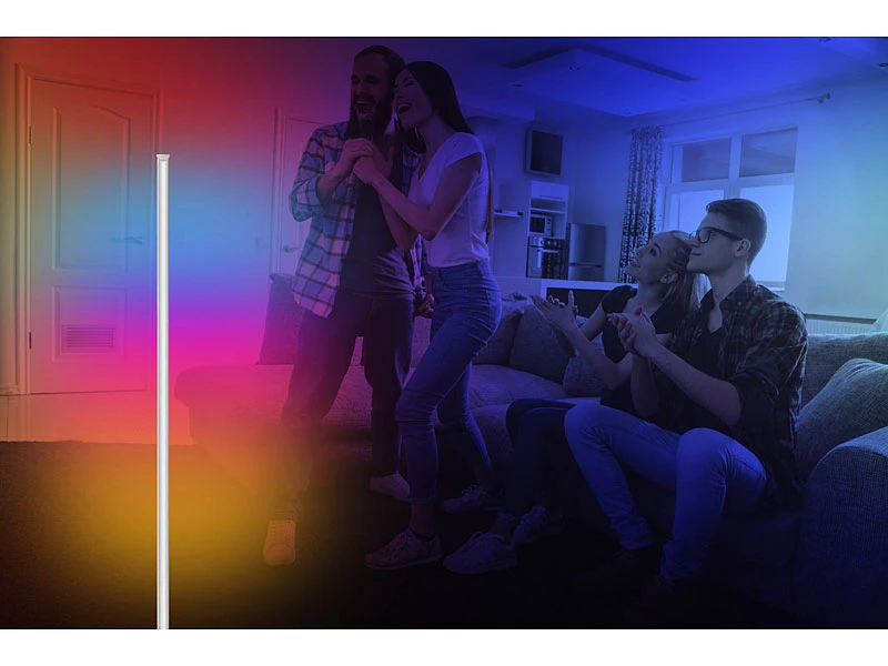 Luminea Home Control Eck Stehlampe:4er-Set WLAN-Steh-/Eck-Leuchten Mit RGB-CCT-IC-LEDs, 12W, Dimmbar, App – Bild 7